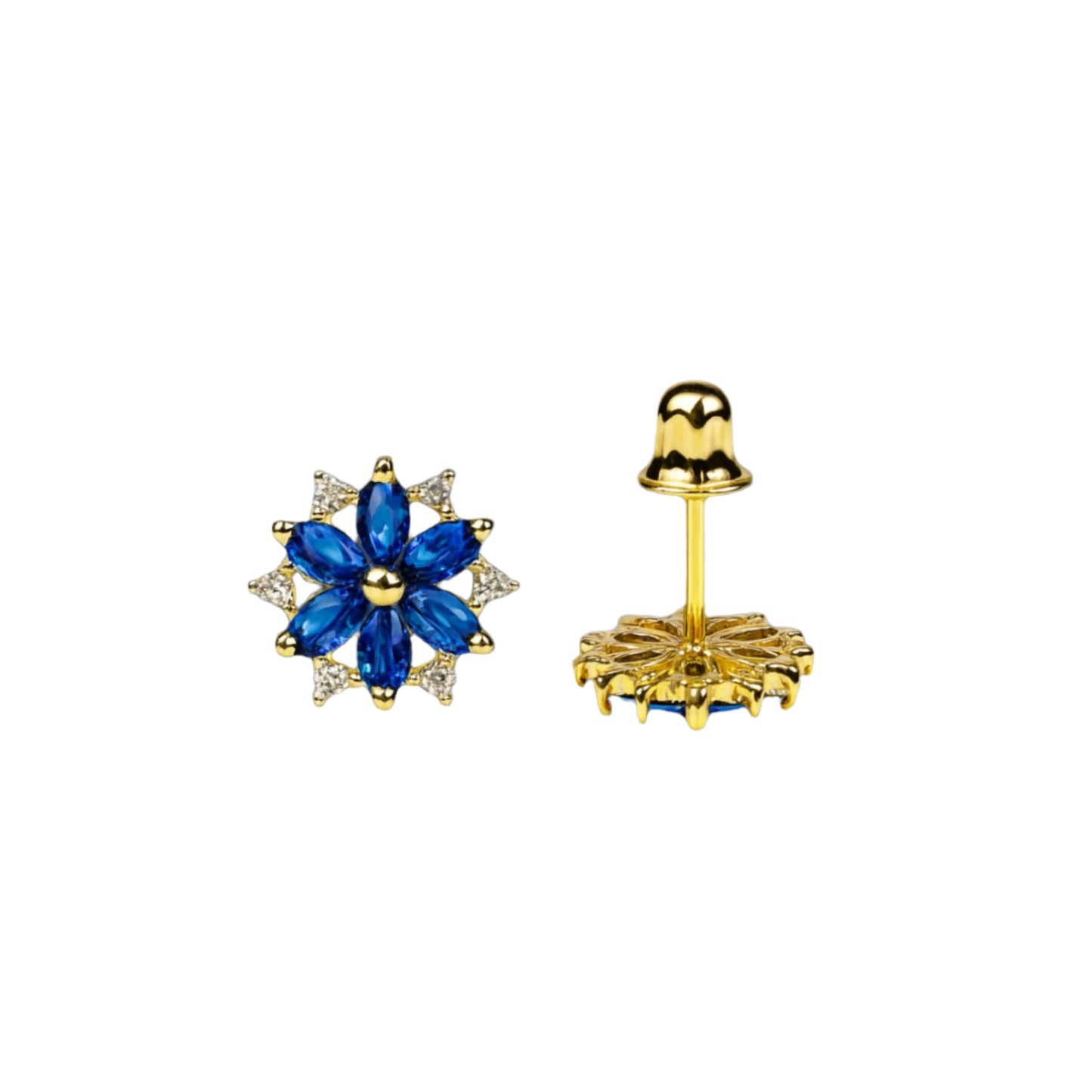 14k gold screw back and flower